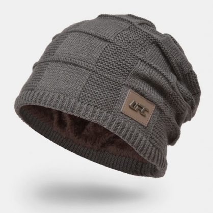 Hombre Plus Velvet Winter Outdoor Keep Warm Etiqueta Pequeña Decoración Gorro De Punto Gorro