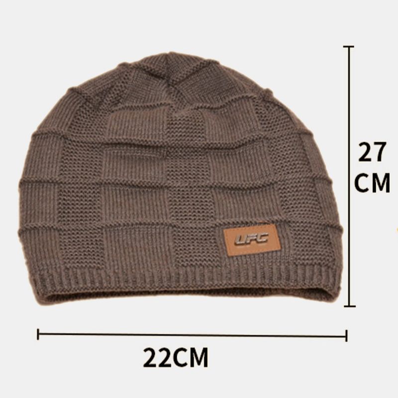 Hombre Plus Velvet Winter Outdoor Keep Warm Etiqueta Pequeña Decoración Gorro De Punto Gorro