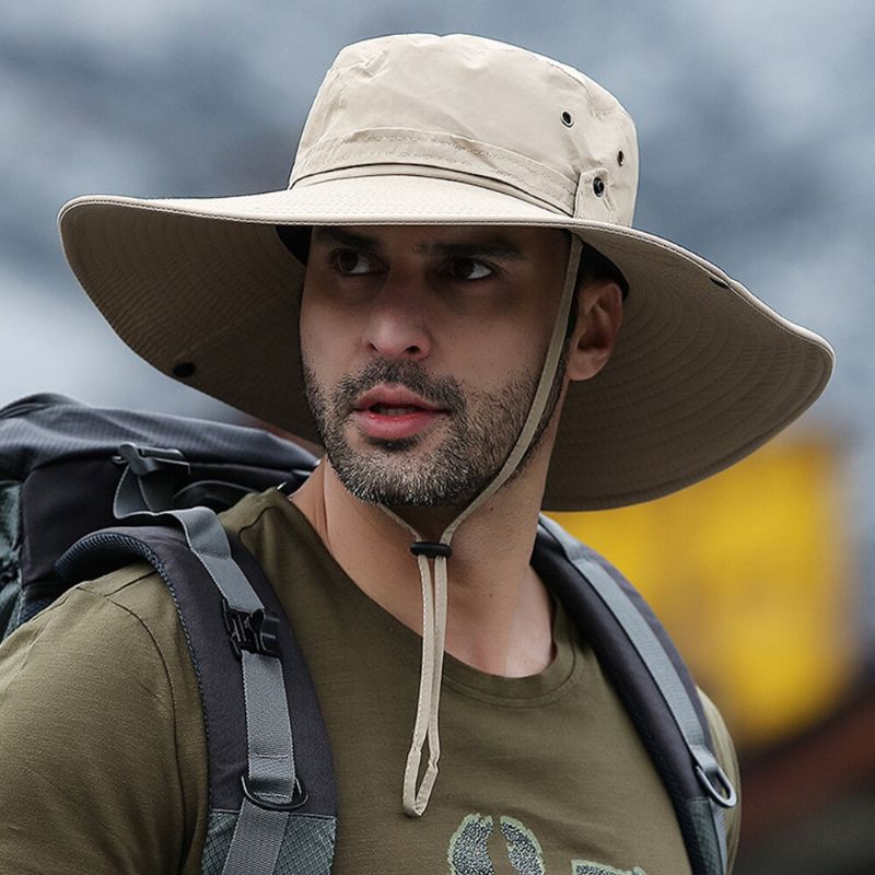 Hombres De Ala Ancha 12cm Pesca Al Aire Libre Escalada Protección Uv Sombrilla Resistente Al Desgaste Sombrero De Cubo Transpirable