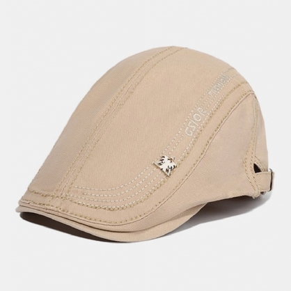 Hombres Algodón Bordado Carta Patrón Casual Ajustable Parasol Adelante Sombrero Boina Gorra Sombrero Plano