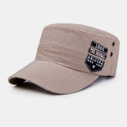 Hombres Algodón Bordado Patrón De Letras Ajustable Casual Al Aire Libre Sombrero Militar Sombrero Plano Gorra Con Visera