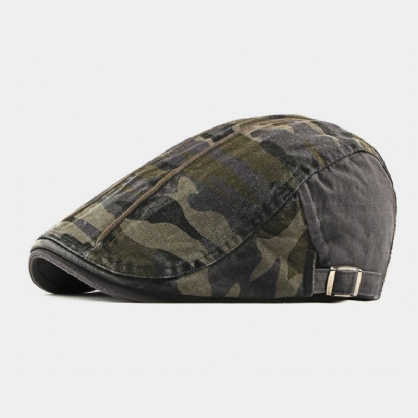 Hombres Algodón Camuflaje Ajustable Exterior Casual Sombrilla Adelante Sombrero Boina Sombrero Sombrero Plano