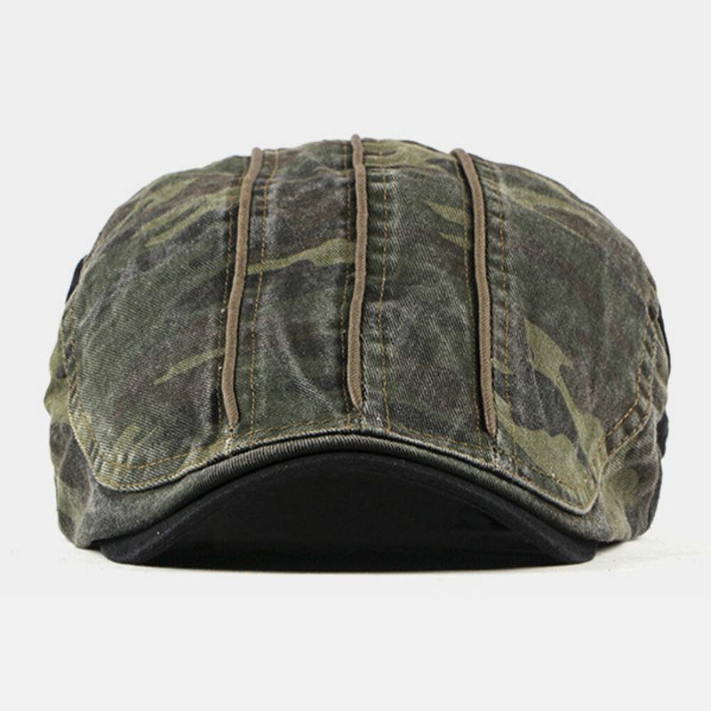 Hombres Algodón Camuflaje Ajustable Exterior Casual Sombrilla Adelante Sombrero Boina Sombrero Sombrero Plano