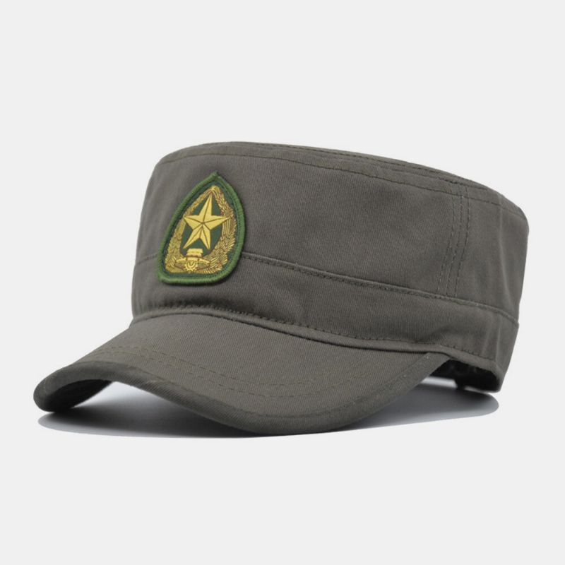 Hombres Algodón Camuflaje Bordado Estampado De Cinco Puntas Deportes Al Aire Libre Montañismo Sombrero Plano Gorra Con Visera Sombrero Militar