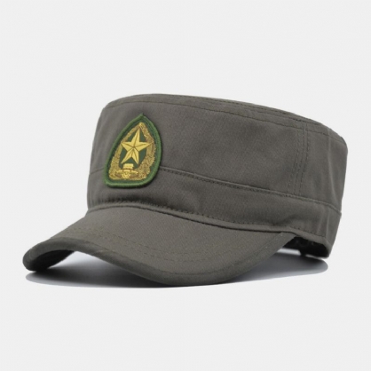 Hombres Algodón Camuflaje Bordado Estampado De Cinco Puntas Deportes Al Aire Libre Montañismo Sombrero Plano Gorra Con Visera Sombrero Militar