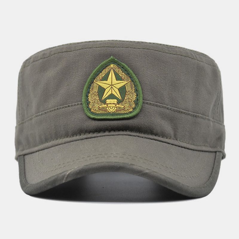 Hombres Algodón Camuflaje Bordado Estampado De Cinco Puntas Deportes Al Aire Libre Montañismo Sombrero Plano Gorra Con Visera Sombrero Militar