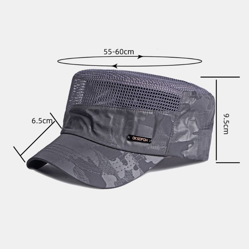 Hombres Algodón Camuflaje Malla Transpirable Protector Solar Parasol Gorra Plana Sombrero Militar