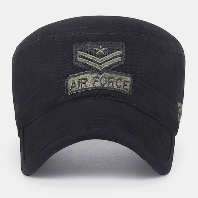 Hombres Algodón Camuflaje Patrón De Bordado Ajustable Deportes Al Aire Libre Protección Solar Sombrero Plano Gorra Con Visera Sombrero Militar