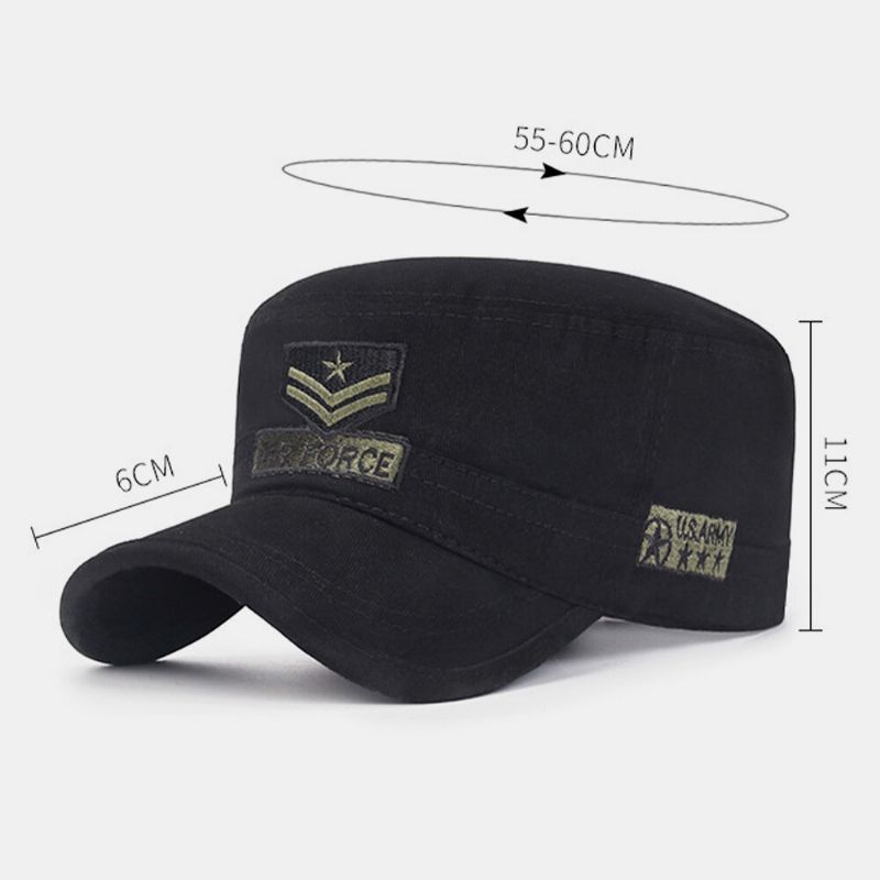 Hombres Algodón Camuflaje Patrón De Bordado Ajustable Deportes Al Aire Libre Protección Solar Sombrero Plano Gorra Con Visera Sombrero Militar