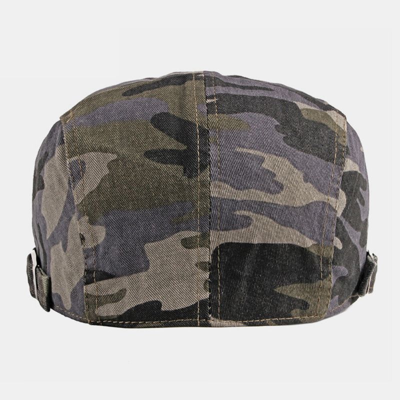 Hombres Algodón Camuflaje Sudor Absorbente Lavable Al Aire Libre Casual Sombrilla Adelante Sombrero Boina Sombrero Sombrero Plano