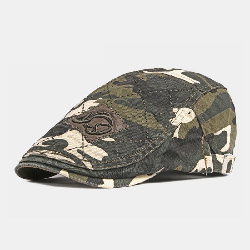 Hombres Algodón Camuflaje Sudor Absorbente Lavable Al Aire Libre Casual Sombrilla Adelante Sombrero Boina Sombrero Sombrero Plano