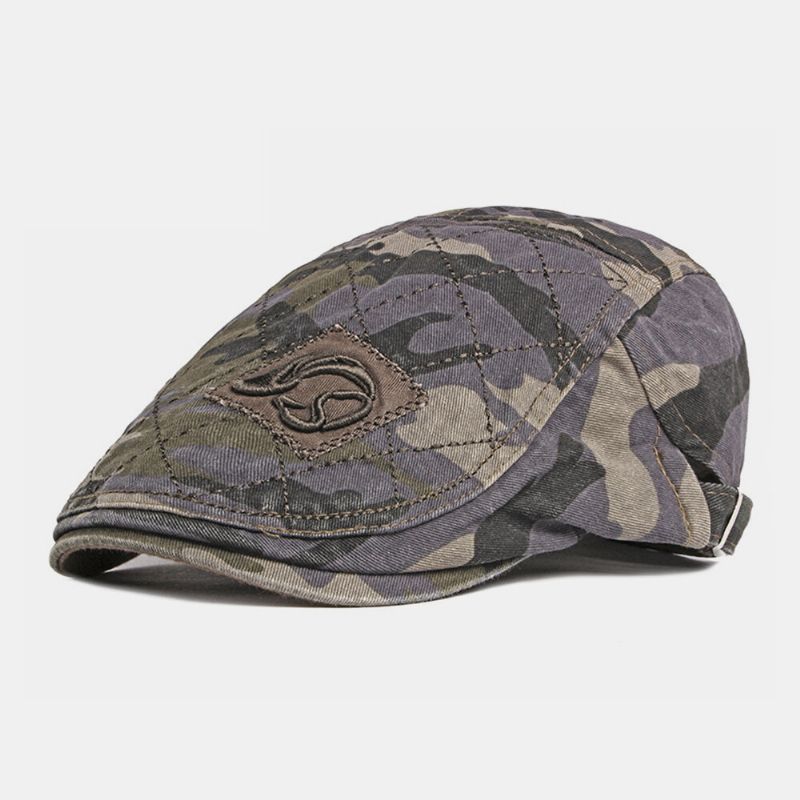 Hombres Algodón Camuflaje Sudor Absorbente Lavable Al Aire Libre Casual Sombrilla Adelante Sombrero Boina Sombrero Sombrero Plano