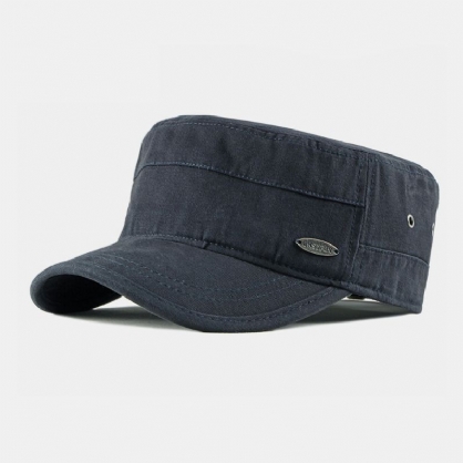 Hombres Algodón Casual Al Aire Libre Transpirable Visera Sombrero Plano Sombrero Militar Gorra Con Visera