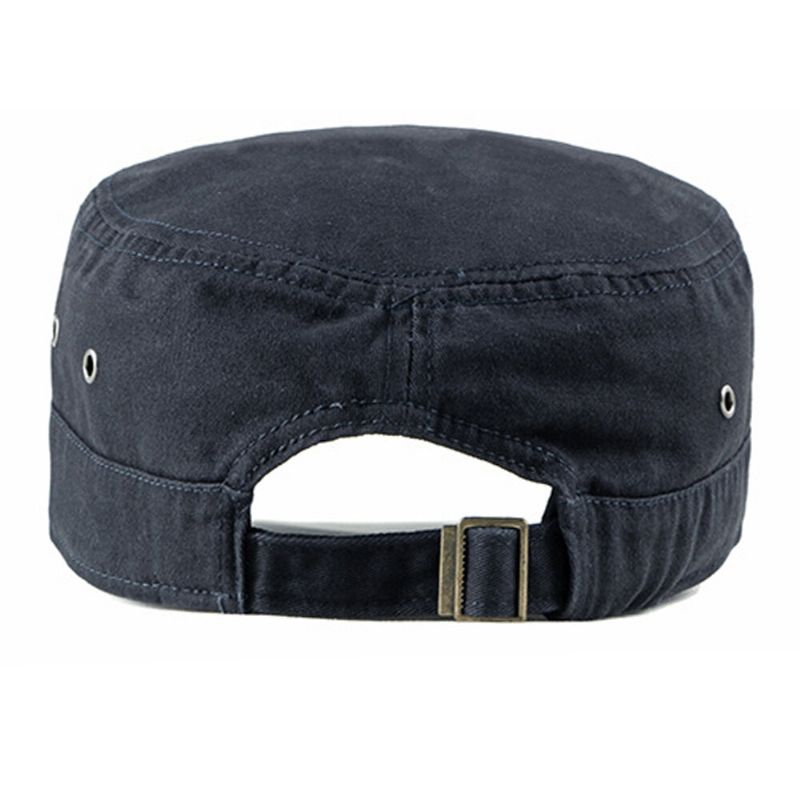 Hombres Algodón Casual Al Aire Libre Transpirable Visera Sombrero Plano Sombrero Militar Gorra Con Visera