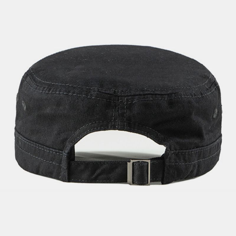 Hombres Algodón Casual Color Sólido Visera Sombrero Militar Sombrero Plano Sombrero Con Pico