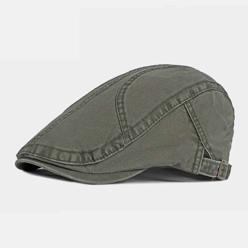 Hombres Algodón Color Sólido Británico Retro Delgado Transpirable Adelante Sombrero Boina Gorra Sombrero Plano