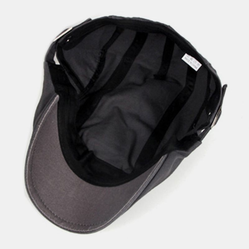 Hombres Algodón Color Sólido Casual Ajustable Transpirable Parasol Adelante Sombrero Boina Gorra Sombrero Plano Gorra De Pintor