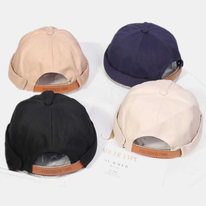 Hombres Algodón Color Sólido Casual Gorro Sin Ala Ajustable Gorra De Propietario Gorra De Calavera