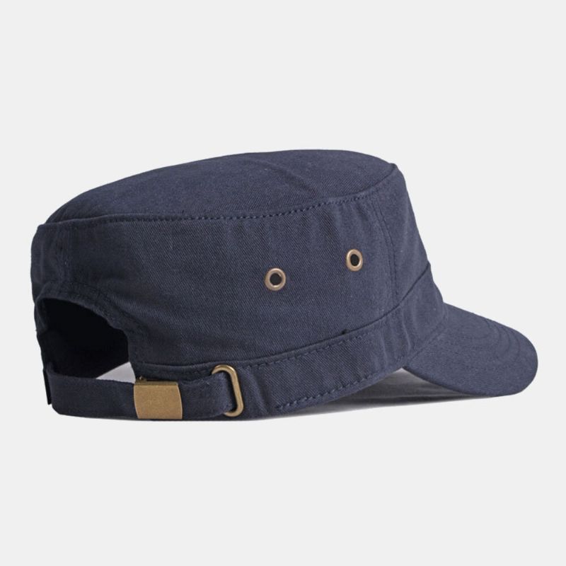 Hombres Algodón Color Sólido Estrella De Cinco Puntas Moda Británica Protector Solar Parasol Gorra Plana Sombrero Militar