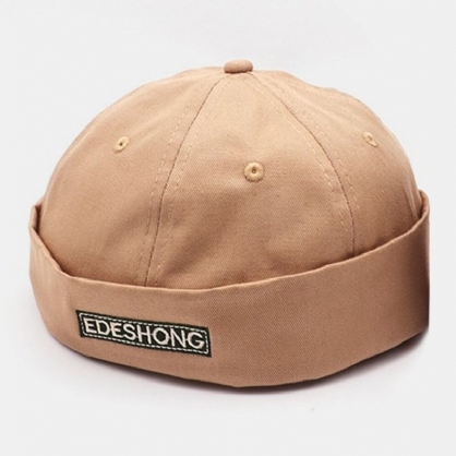 Hombres Algodón Color Sólido Letra Bordada Calle Casual Gorro Sin Ala Ajustable Gorra De Propietario Gorra De Calavera