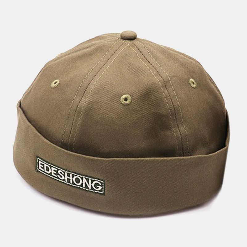 Hombres Algodón Color Sólido Letra Bordada Calle Casual Gorro Sin Ala Ajustable Gorra De Propietario Gorra De Calavera