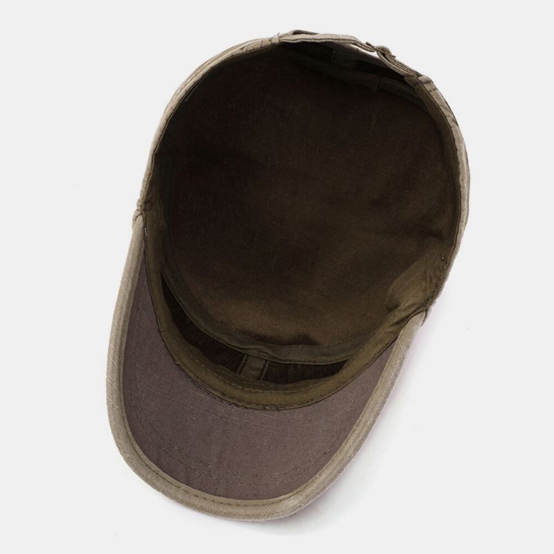 Hombres Algodón Color Sólido Make-old Outdoor Casual Sunshade Military Cap Flat Hat