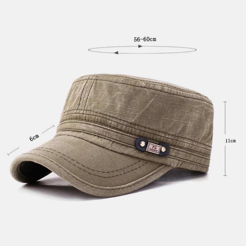 Hombres Algodón Color Sólido Make-old Outdoor Casual Sunshade Military Cap Flat Hat