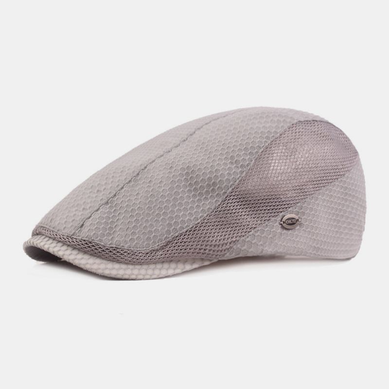 Hombres Algodón Color Sólido Malla Transpirable Casual Aleros Cortos Parasol Boina Gorra Sombrero Plano