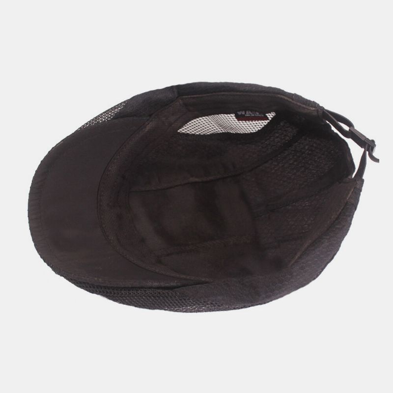 Hombres Algodón Color Sólido Malla Transpirable Casual Aleros Cortos Parasol Boina Gorra Sombrero Plano