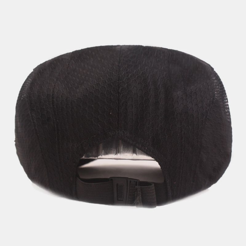 Hombres Algodón Color Sólido Malla Transpirable Casual Aleros Cortos Parasol Boina Gorra Sombrero Plano