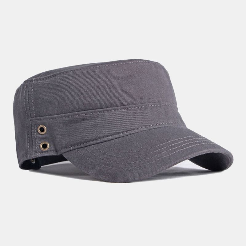 Hombres Algodón Color Sólido Moda Elegante Protector Solar Parasol Gorra Plana Sombrero Militar