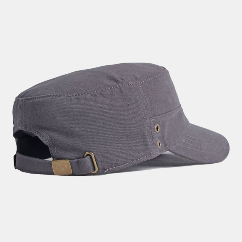 Hombres Algodón Color Sólido Moda Elegante Protector Solar Parasol Gorra Plana Sombrero Militar