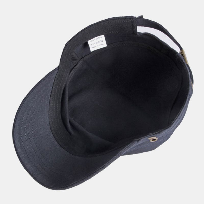 Hombres Algodón Color Sólido Moda Elegante Protector Solar Parasol Gorra Plana Sombrero Militar