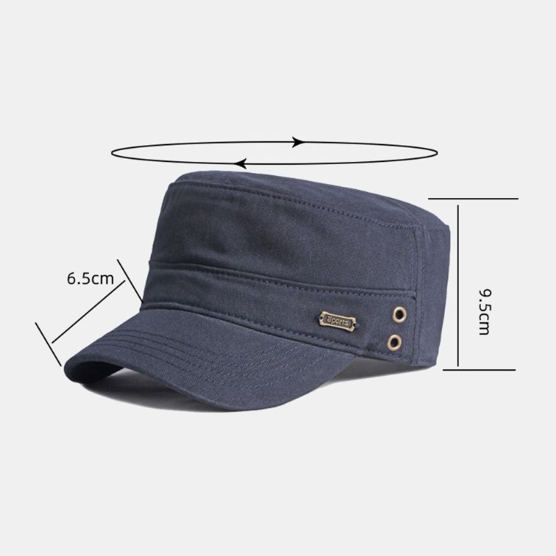 Hombres Algodón Color Sólido Moda Elegante Protector Solar Parasol Gorra Plana Sombrero Militar