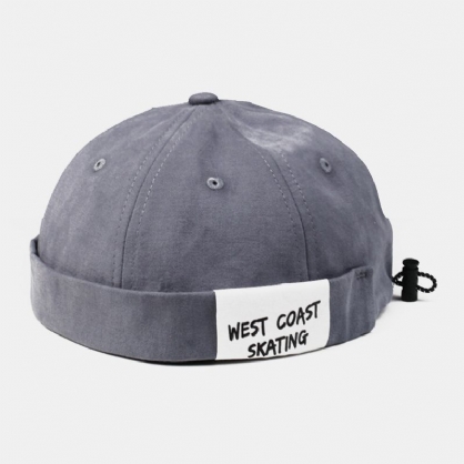 Hombres Algodón Color Sólido Patrón De Letras Casual Gorro Sin Ala Ajustable Gorro De Propietario Gorra De Calavera