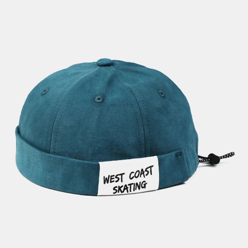 Hombres Algodón Color Sólido Patrón De Letras Casual Gorro Sin Ala Ajustable Gorro De Propietario Gorra De Calavera