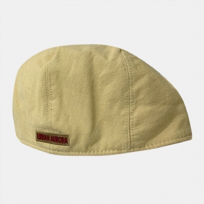 Hombres Algodón Color Sólido Patrón De Letras Protección Solar Transpirable Casual Forward Hat Sombrero Plano Sombrero De Boina