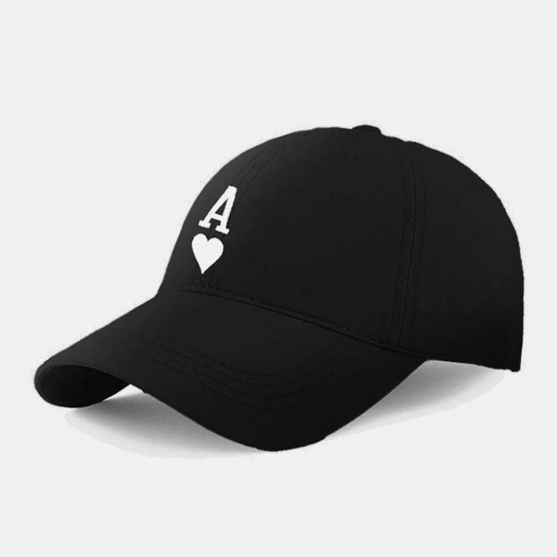 Hombres Algodón Color Sólido Poker Love Letter Spades A Pattern Gorra De Béisbol Informal