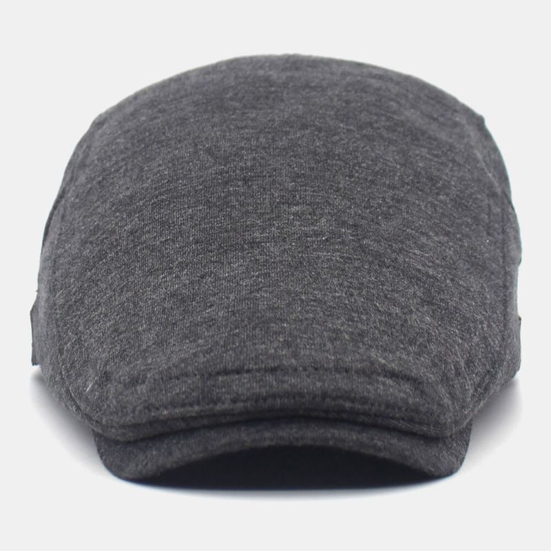 Hombres Algodón Color Sólido Sombrero Delantero Ajustable Gorra Plana Gorra De Boina