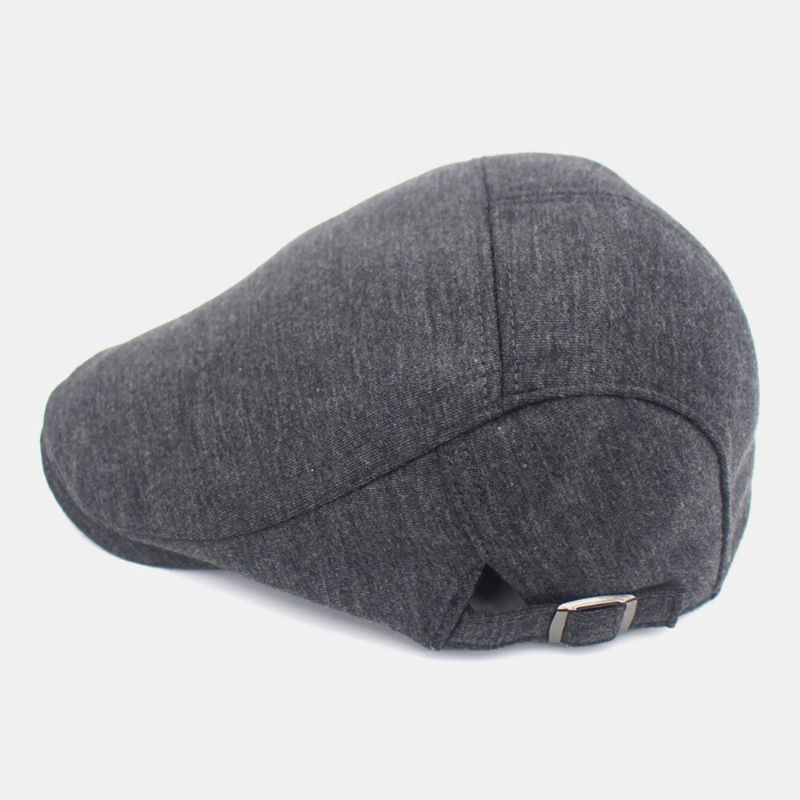 Hombres Algodón Color Sólido Sombrero Delantero Ajustable Gorra Plana Gorra De Boina