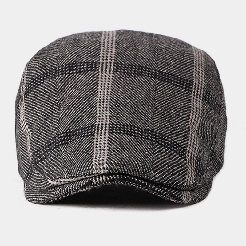 Hombres Algodón Estilo Británico Rayas Patrón Retro Exterior Casual Todo-fósforo Adelante Sombrero Boina Sombrero