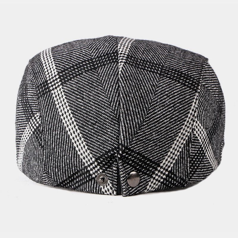 Hombres Algodón Estilo Británico Rayas Patrón Retro Exterior Casual Todo-fósforo Adelante Sombrero Boina Sombrero