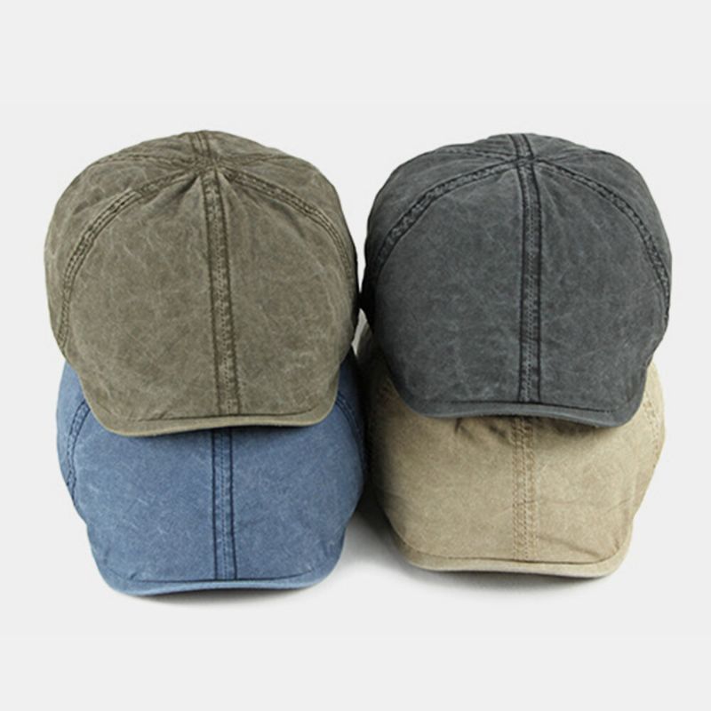 Hombres Algodón Estilo Británico Street Trend Color Sólido Outdoot Casual Retro Forward Hat Sombrero De Boina