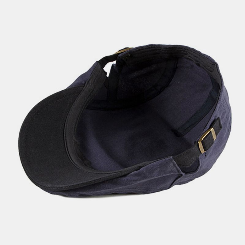 Hombres Algodón Estilo Británico Street Trend Color Sólido Outdoot Retro Forward Hat Boina Sombrero