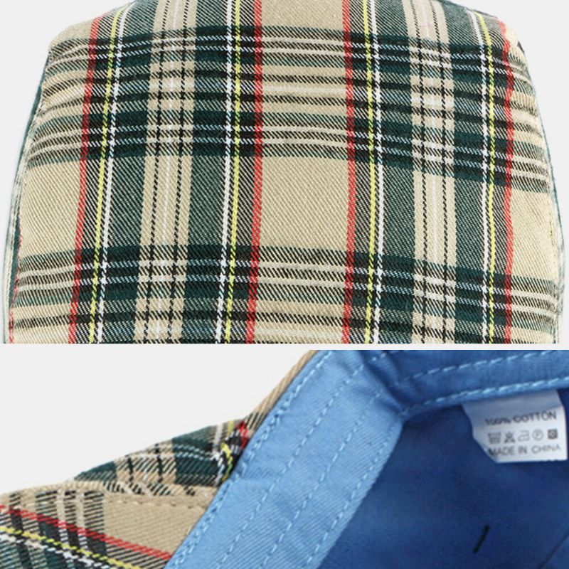 Hombres Algodón Estilo Británico Tendencia De La Calle Patrón De Celosía Outdoot Casual Forward Hat Sombrero De Boina