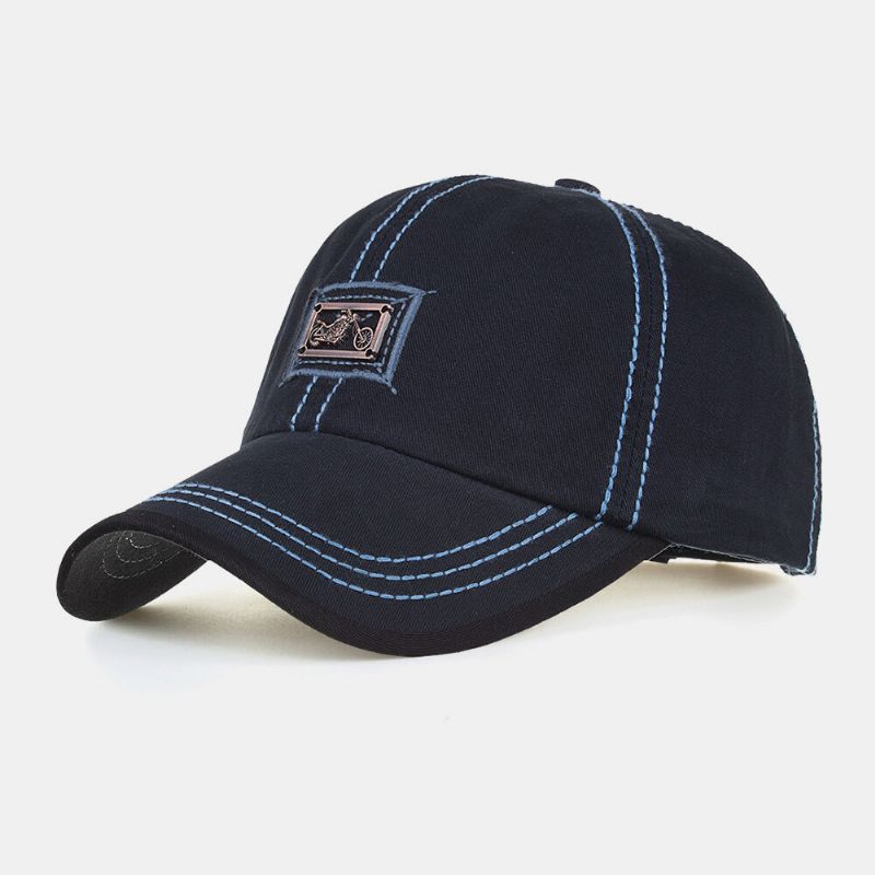 Hombres Algodón Insignia De Metal Decoración Sunvisor Transpirable Papá Sombrero Gorra Con Visera Sombrero De Béisbol