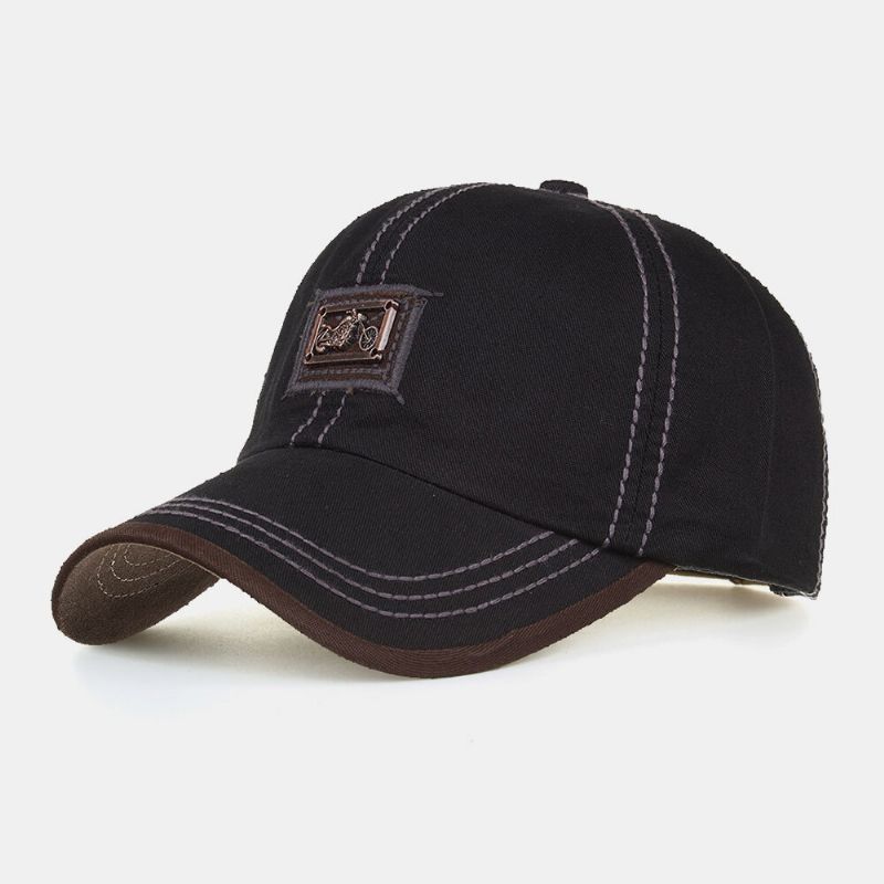 Hombres Algodón Insignia De Metal Decoración Sunvisor Transpirable Papá Sombrero Gorra Con Visera Sombrero De Béisbol