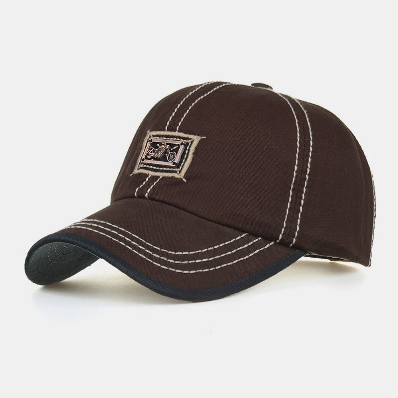 Hombres Algodón Insignia De Metal Decoración Sunvisor Transpirable Papá Sombrero Gorra Con Visera Sombrero De Béisbol