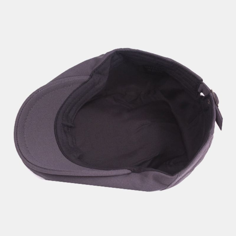 Hombres Algodón-lino Color Sólido Sombrilla Ajustable Sombrero Delantero Gorra Plana Gorra De Boina