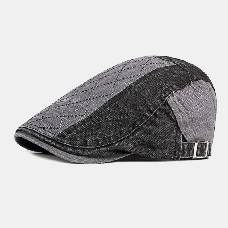 Hombres Algodón Patchwork Color Estilo Británico Exterior Casual Todo-fósforo Parasol Adelante Sombrero Boina Sombrero